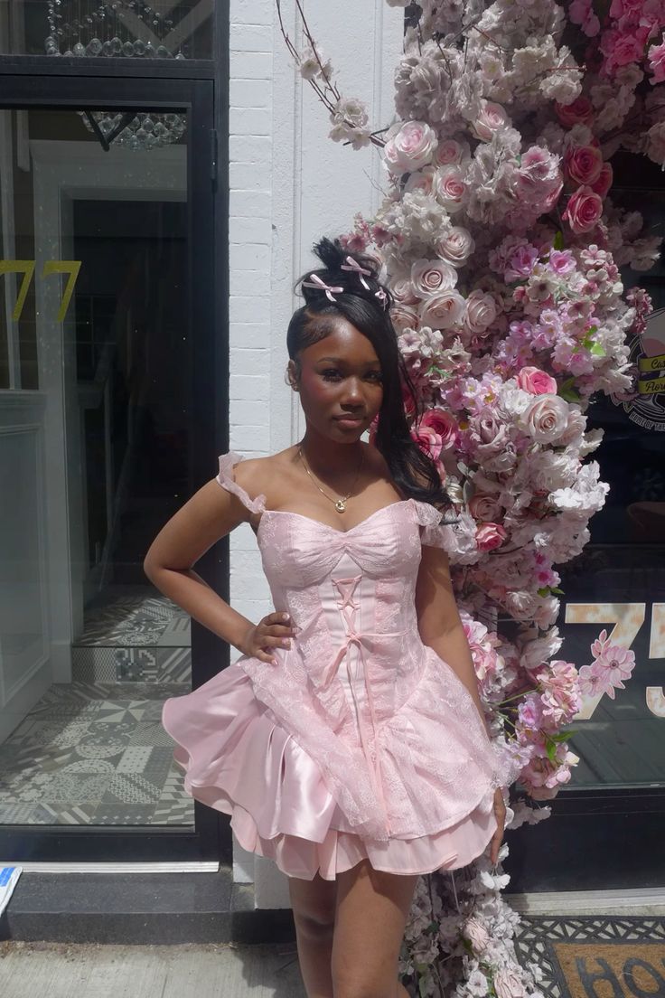 Hermosos vestidos de fiesta cortos de encaje rosa ruborizado con tirantes en forma de A para octavo grado, vestido de verano para escuela secundaria, atuendos para fiesta de bienvenida DH270
