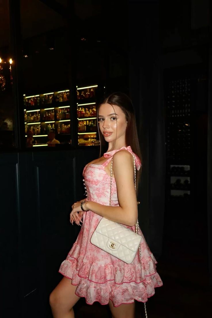 Hermoso vestido de fiesta formal corto con escote corazón y estampado floral rosa, corte A, para fiesta de graduación, Hoco Dresses DH2729