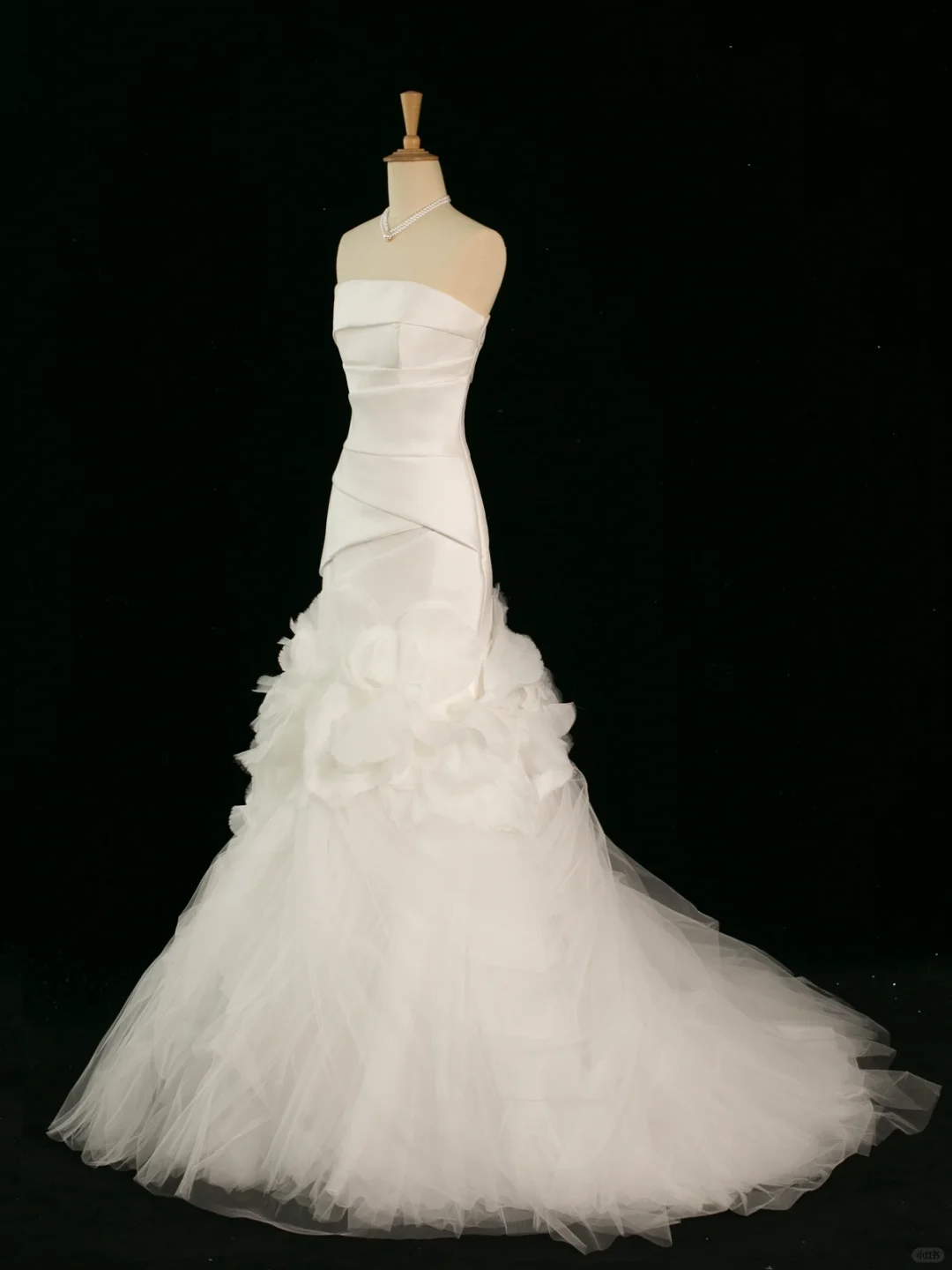 Hermoso vestido de novia estilo sirena, sin tirantes, color marfil, sin mangas, de satén, largo, vintage, DH354
