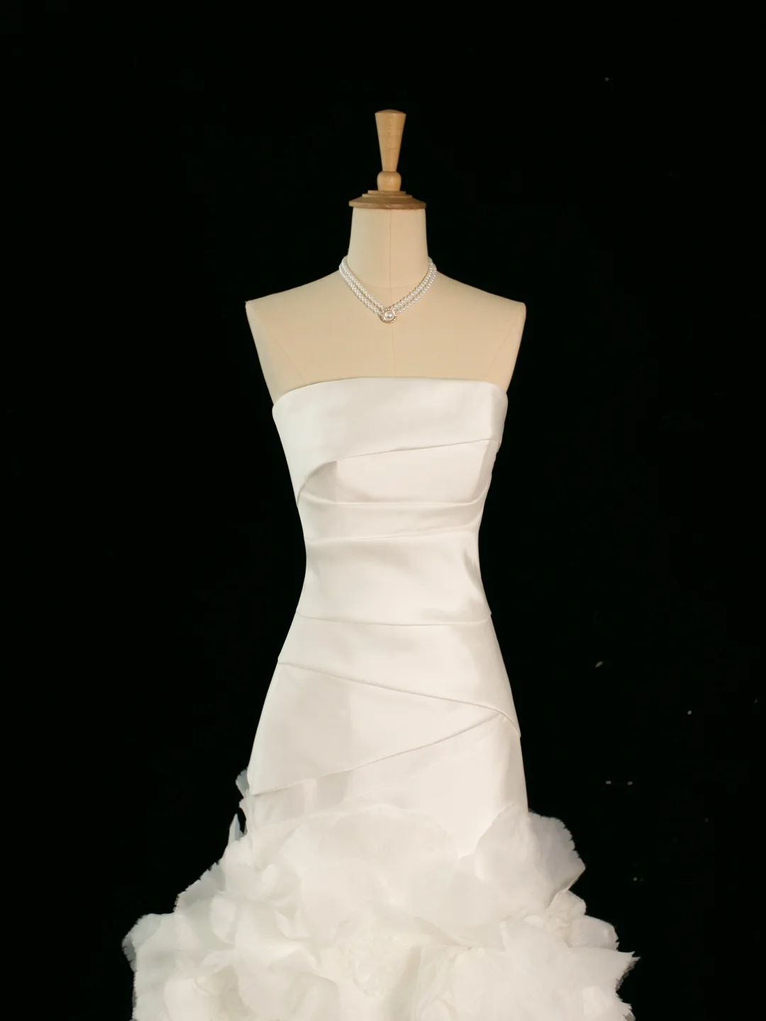 Hermoso vestido de novia estilo sirena, sin tirantes, color marfil, sin mangas, de satén, largo, vintage, DH354