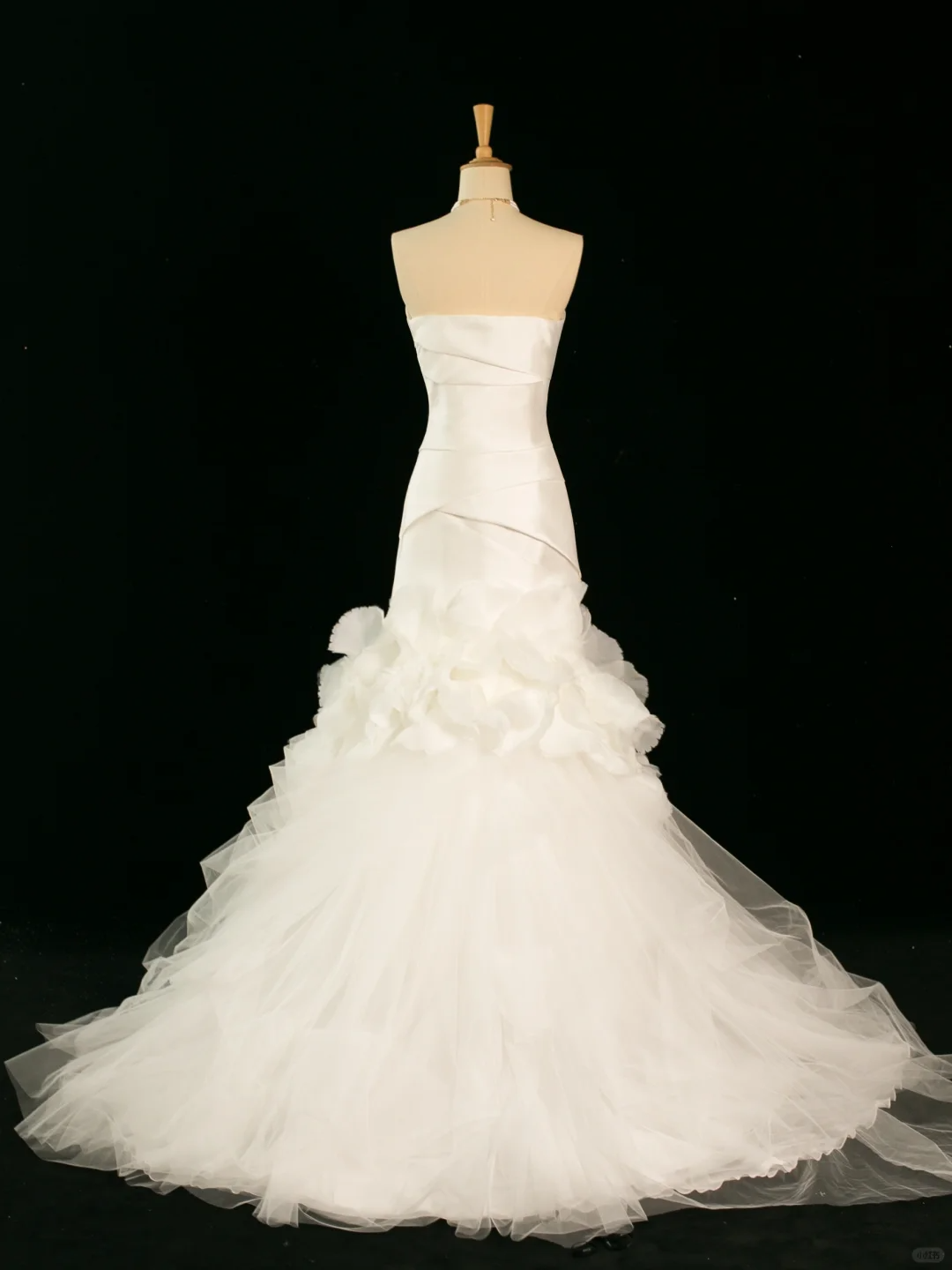 Hermoso vestido de novia estilo sirena, sin tirantes, color marfil, sin mangas, de satén, largo, vintage, DH354