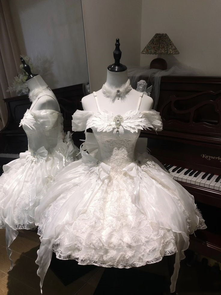 Pretty Ball Gown White Satin Short Formal 8th Grade Homecoming Dresses Summer Middle School Hoco Dress 6th Grade Graduation Outfits DH443