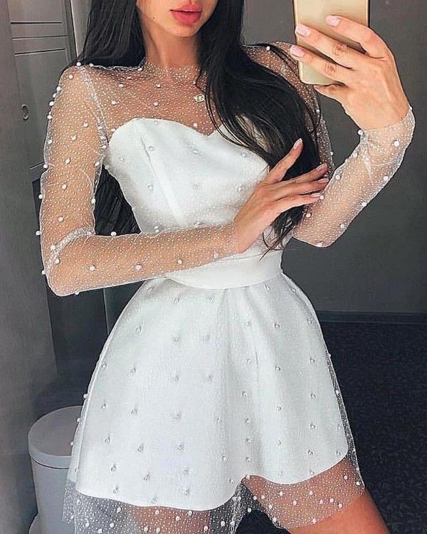 Vestidos cortos elegantes de Hoco, corte A, escote corazón, lentejuelas blancas, mini vestidos formales para el regreso a casa de octavo grado, trajes de verano para el regreso a casa de la escuela secundaria DH49