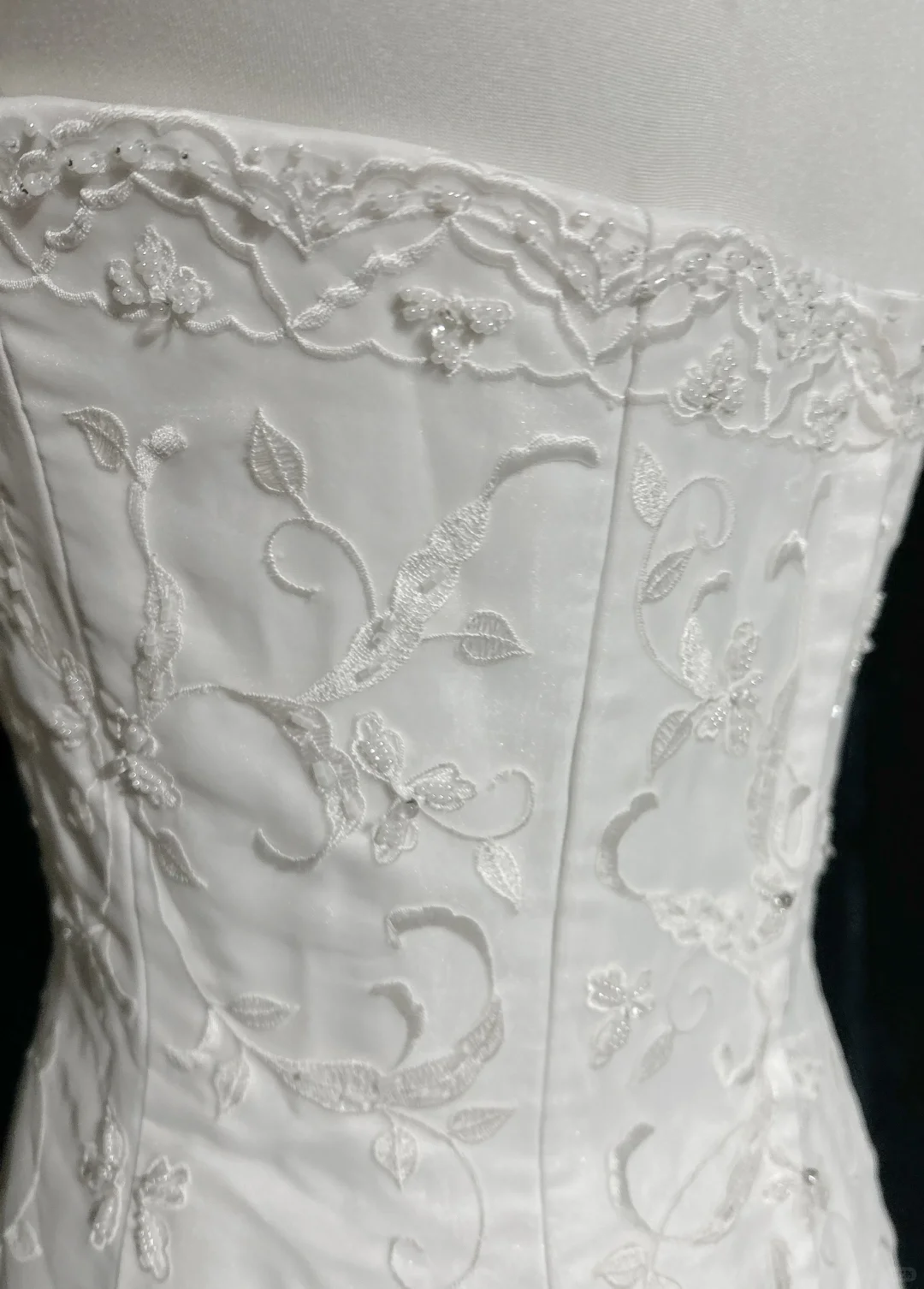 Vestido de novia vintage de los años 50 y 40, corte sirena, sin tirantes, encaje, blanco, largo, DH526