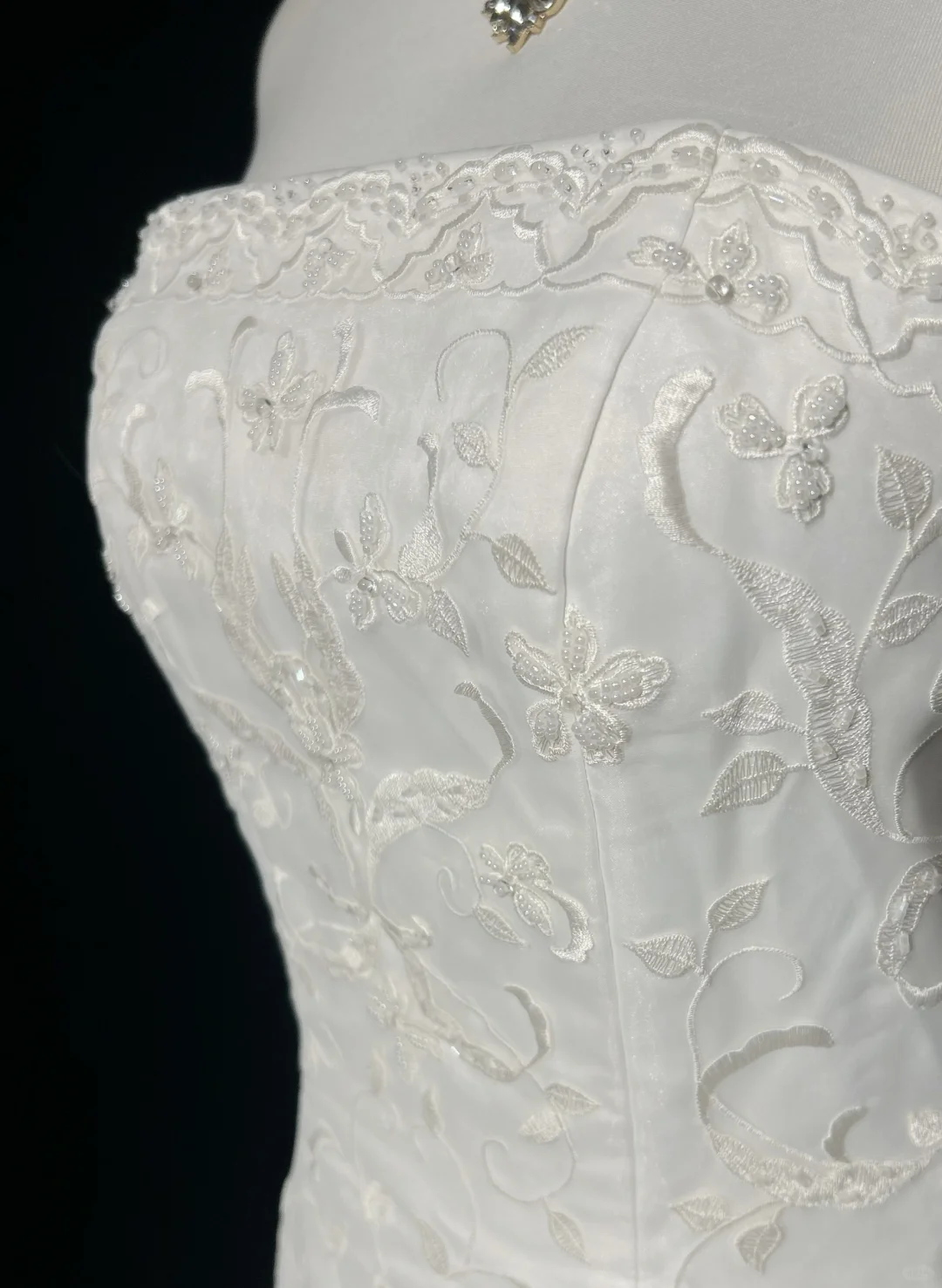Vestido de novia vintage de los años 50 y 40, corte sirena, sin tirantes, encaje, blanco, largo, DH526