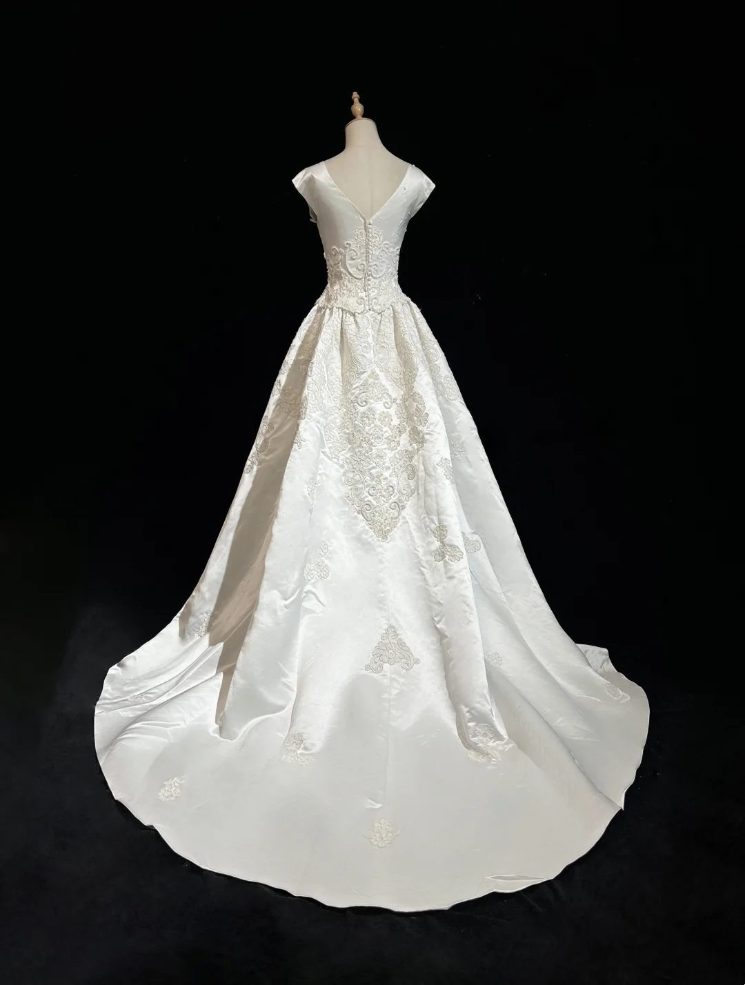 Vestido de novia vintage de los años 50 y 40, con escote en V y encaje blanco, largo, DH541