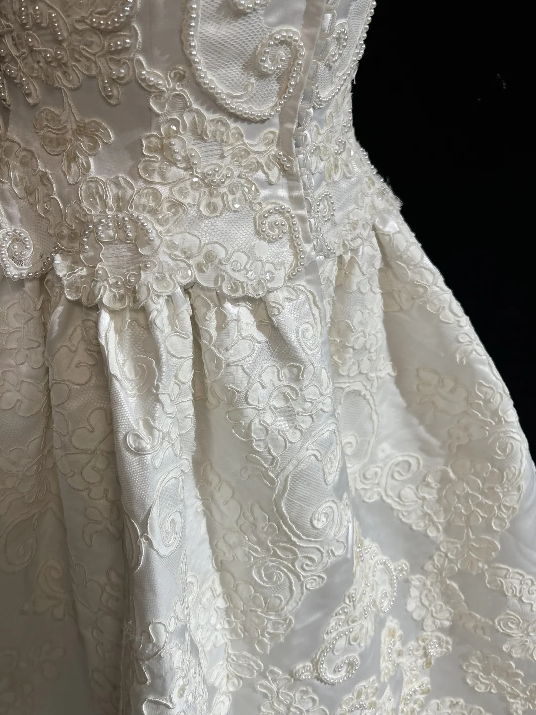 Vestido de novia vintage de los años 50 y 40, con escote en V y encaje blanco, largo, DH541