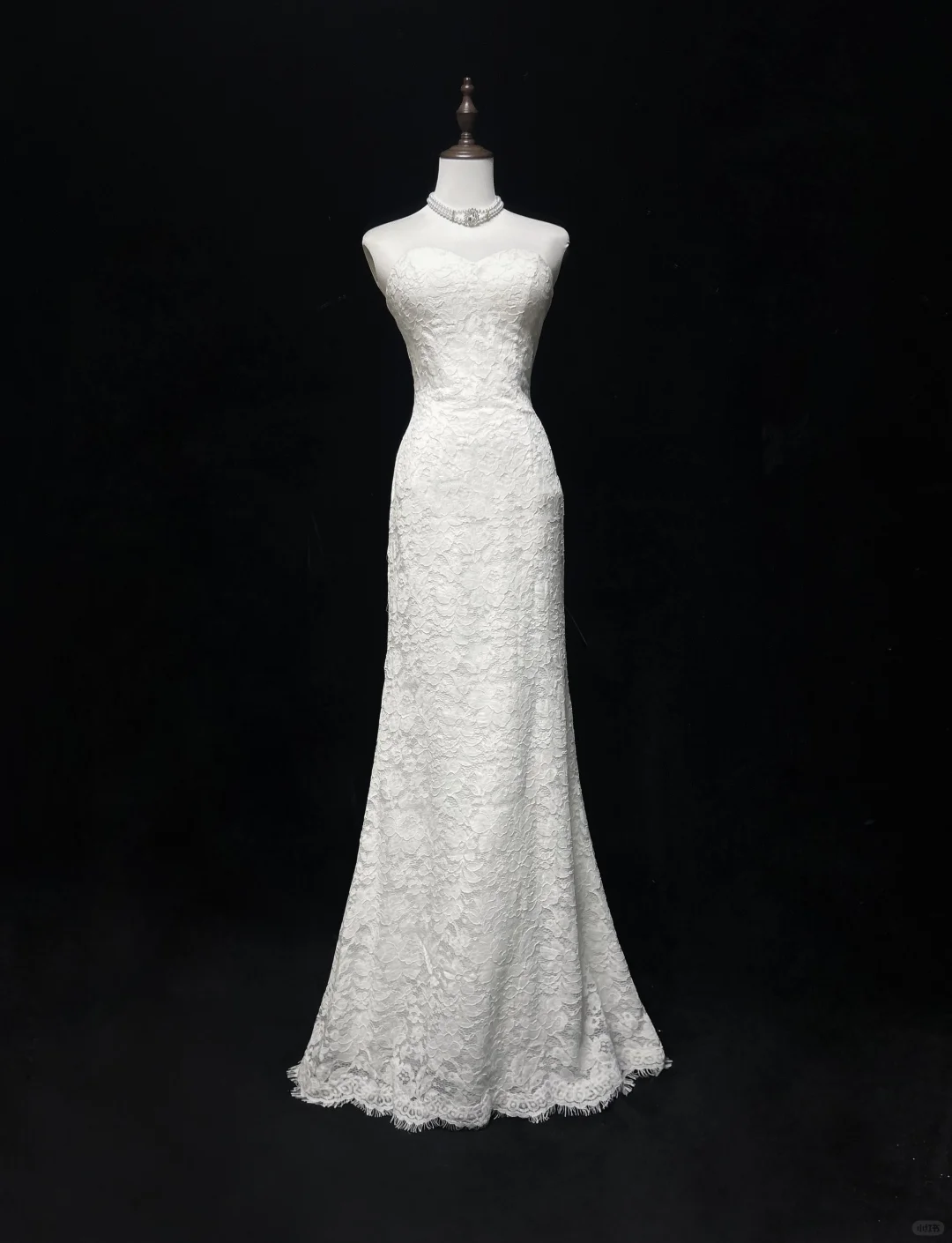 Vestido de novia vintage de los años 50 y 40, corte sirena, sin tirantes, encaje, blanco, largo, DH543