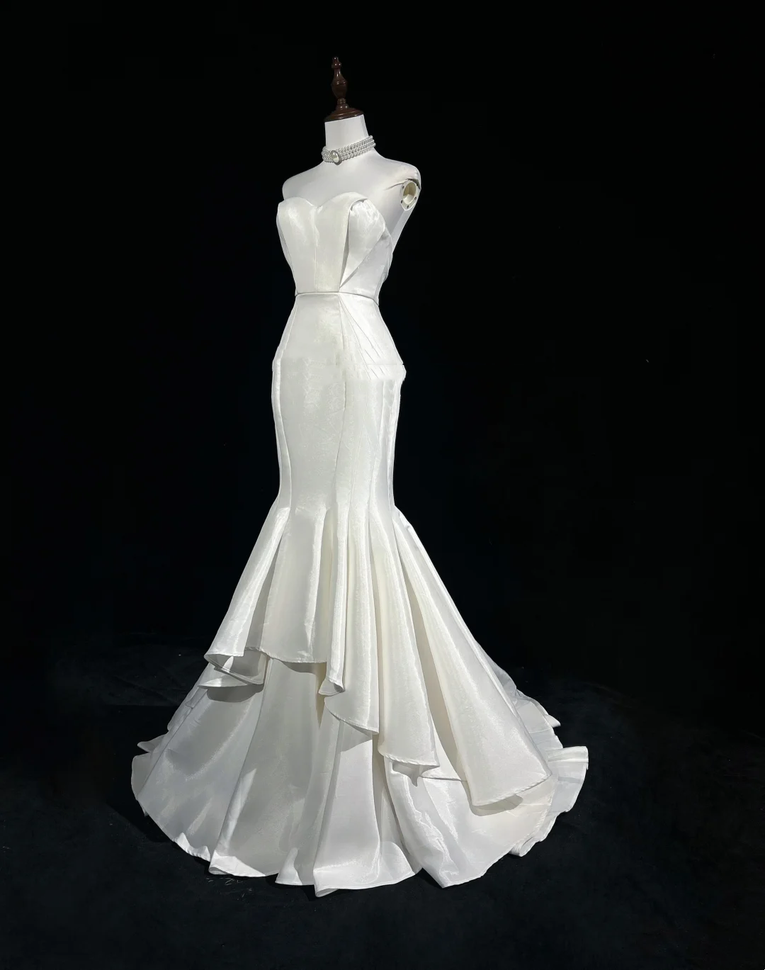 Vestido de novia vintage de los años 50 y 40, corte sirena, escote corazón, satén blanco, largo, DH549