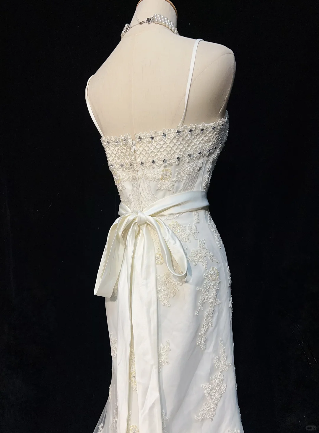 Vestido de novia vintage de los años 70, estilo sirena, tirantes finos, encaje, largo, elegante, DH551