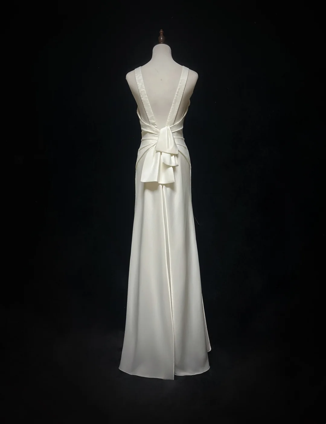 Vestido de novia vintage de los años 70, corte A, escote redondo, satén blanco, largo, elegante, DH562