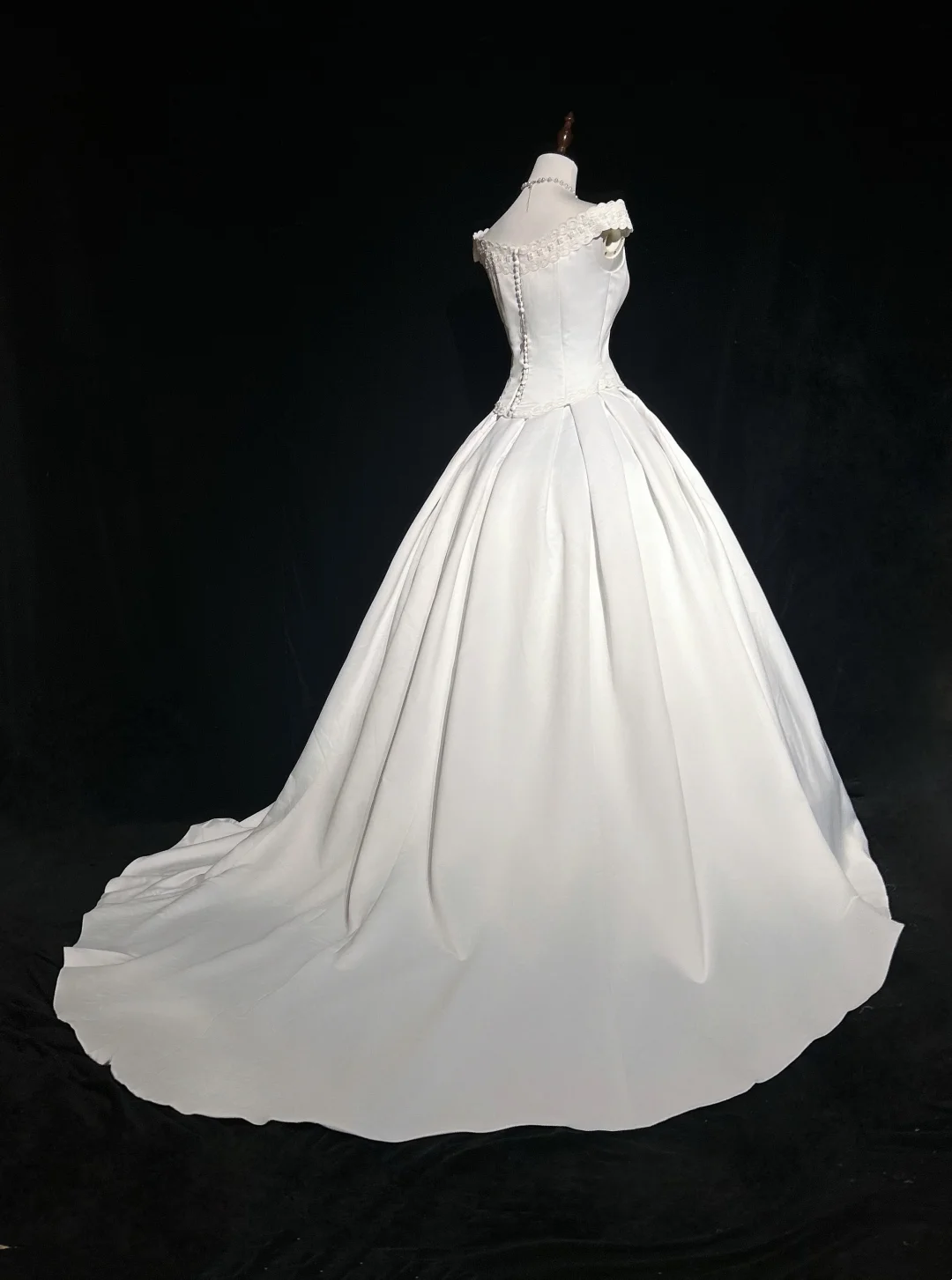 Vestido de novia vintage de los años 70, vestido de fiesta con hombros descubiertos, satén blanco, largo, elegante, DH570