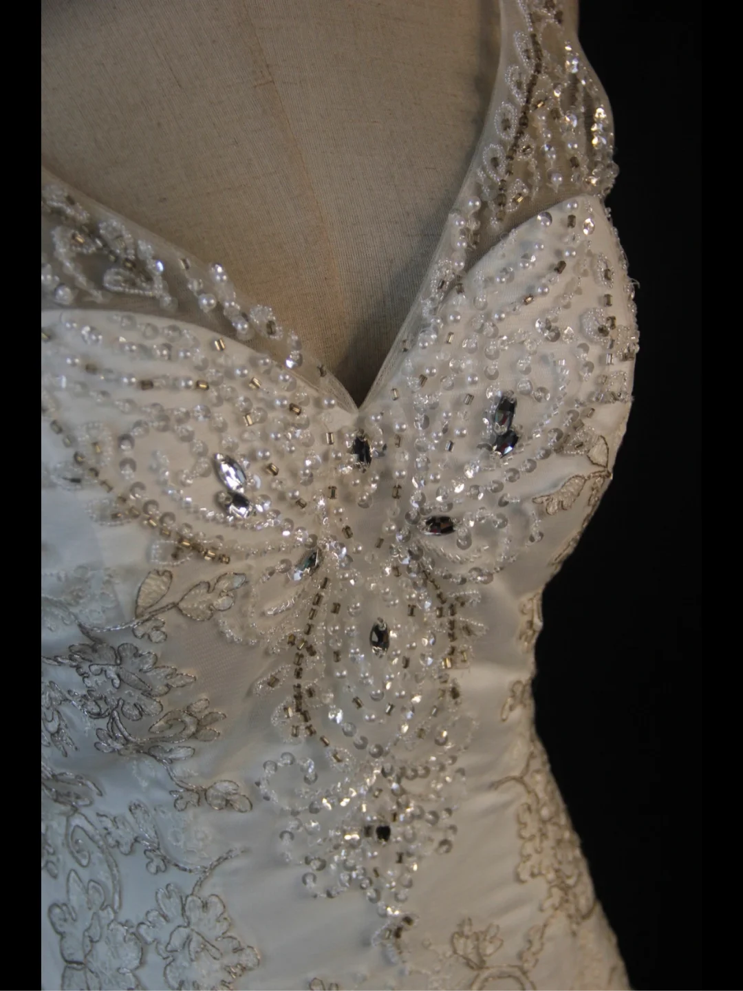 Vestido de novia vintage de los años 70, corte sirena, escote en V, encaje blanco, largo, elegante, DH578