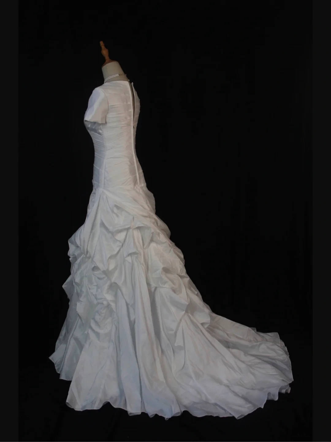Vestido de novia vintage de los años 70, corte sirena, escote corazón, satén blanco, largo, elegante, DH580