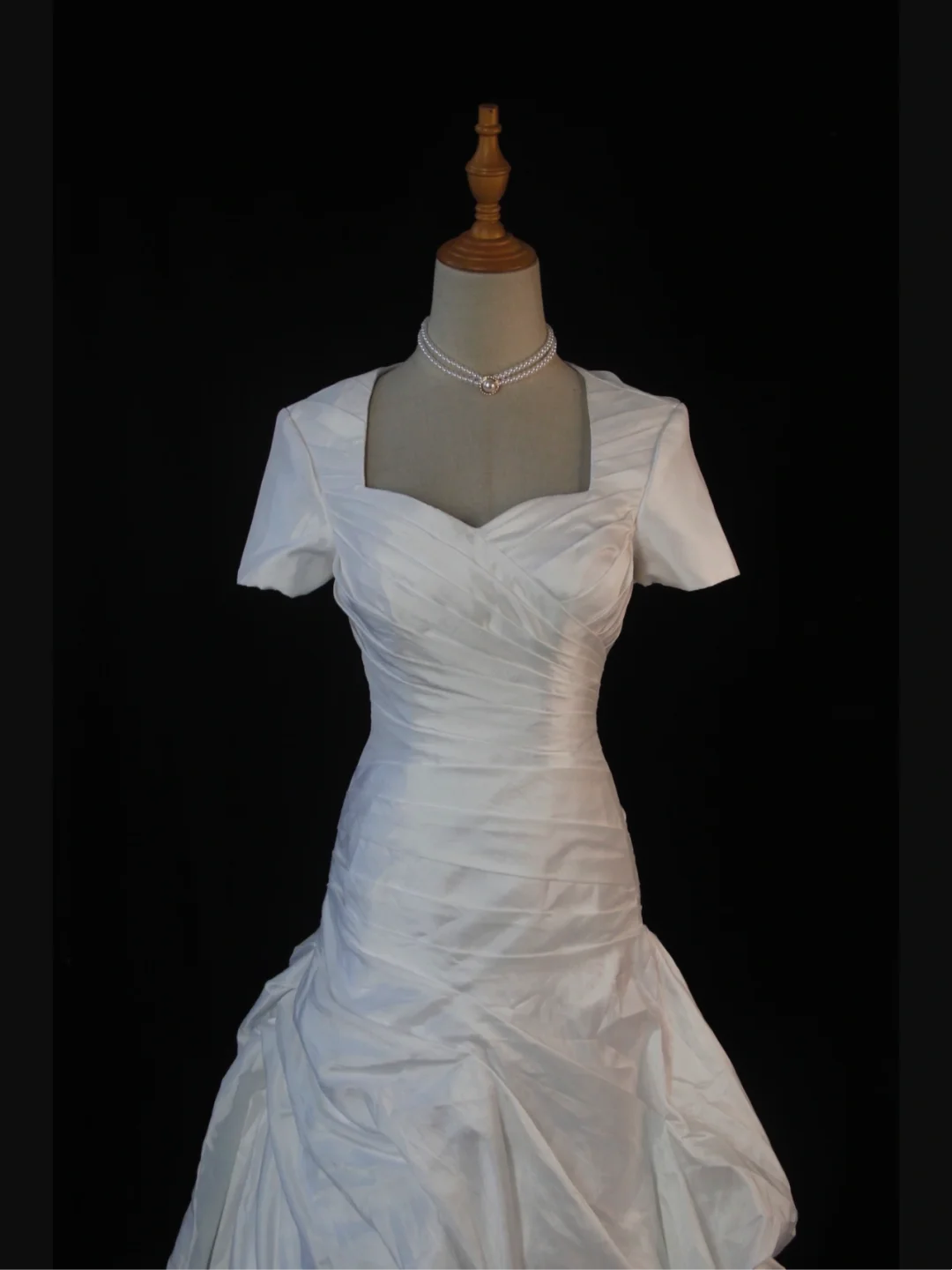 Vestido de novia vintage de los años 70, corte sirena, escote corazón, satén blanco, largo, elegante, DH580