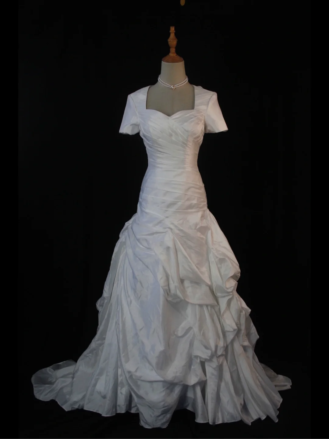 Vestido de novia vintage de los años 70, corte sirena, escote corazón, satén blanco, largo, elegante, DH580