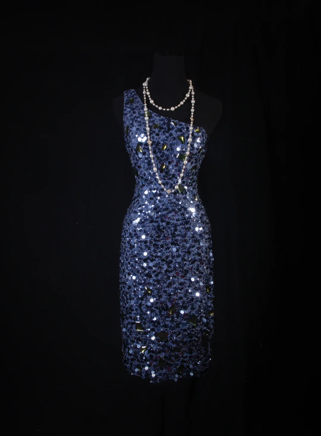 Cute Sheath One Shoulder Navy Blue Sequin Formal 8th Grade Homecoming Dresses Summer Middle School Hoco Dress Homecoming Outfits DH583