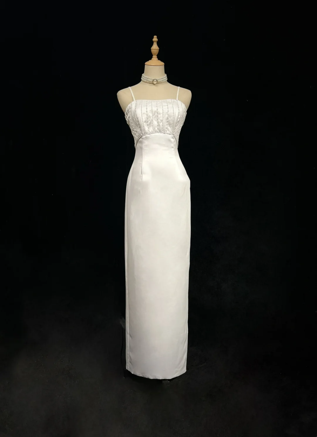 Vestido de novia vintage de los años 60, corte tubo, tirantes finos, satén blanco, largo, para verano y otoño, elegante, DH671