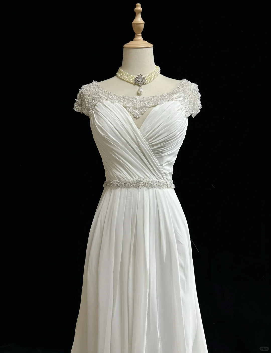 Vestidos de novia vintage de corte A, escote redondo, de gasa blanca, largos, años 40 y 50, elegantes, DH672