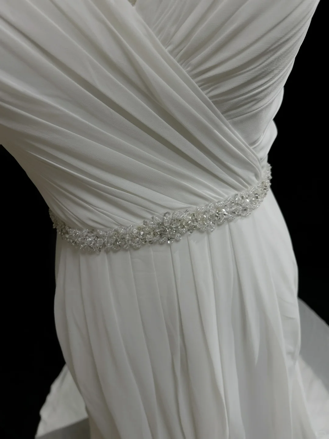 Vestidos de novia vintage de corte A, escote redondo, de gasa blanca, largos, años 40 y 50, elegantes, DH672