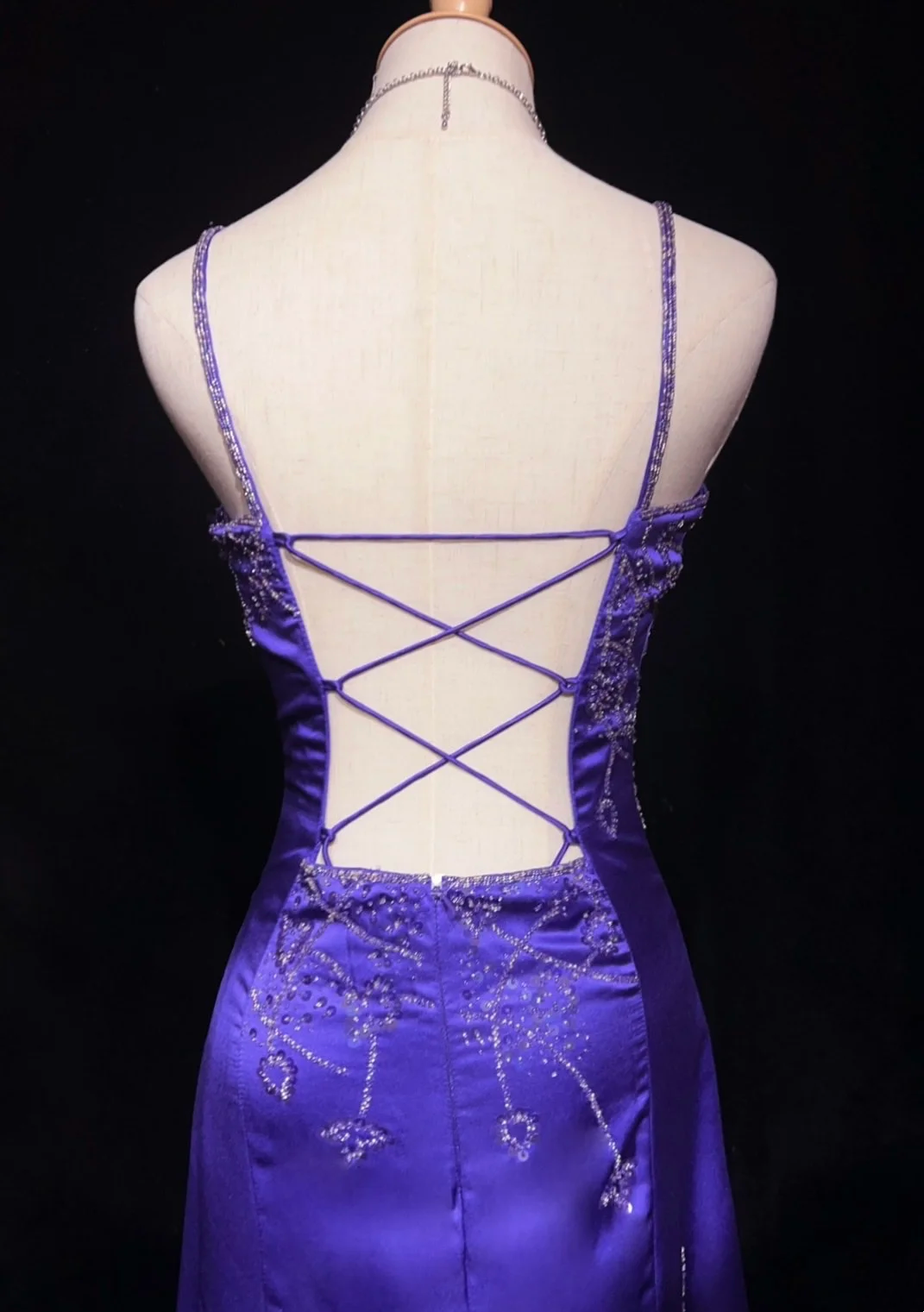 Elegante vestido de fiesta de sirena con tirantes finos, color uva, de satén, sin espalda, para verano, para 20 cumpleaños y 18 años, DH675