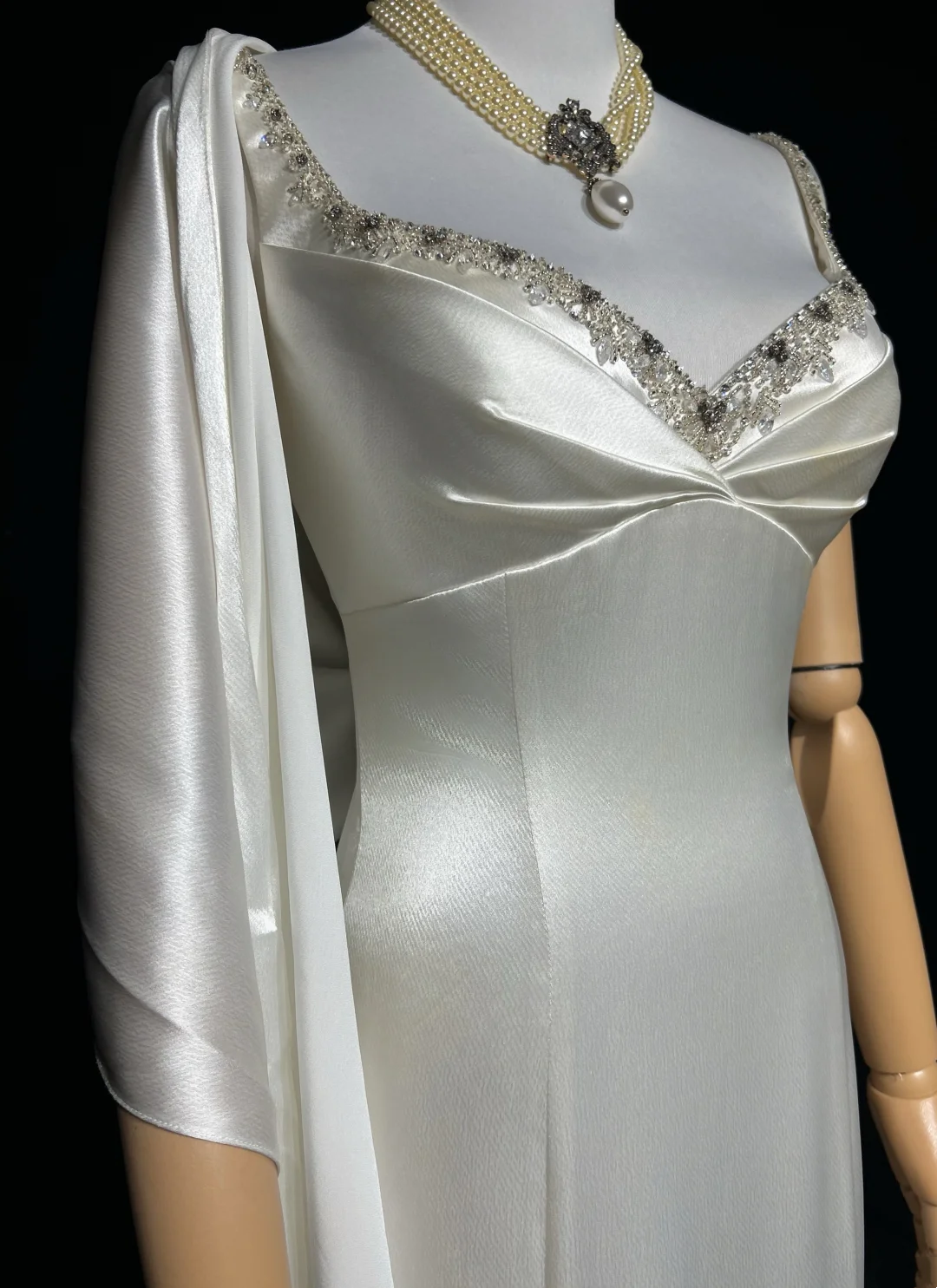 Vestidos de novia vintage de sirena con tirantes finos, satén blanco y cuentas, largos, años 40 y 50, elegantes vestidos de novia DH677