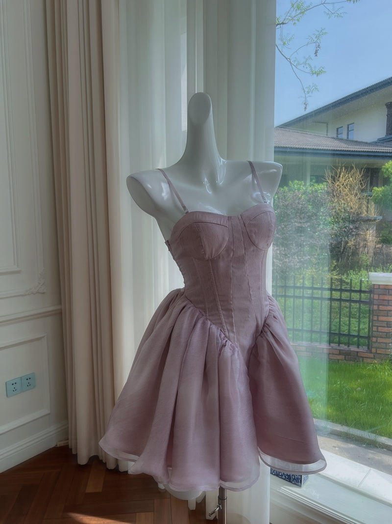 Vestidos cortos elegantes de Hoco, corte A, tirantes, color lila, minivestido azul, vestidos formales para el regreso a casa de octavo grado, trajes de verano para la escuela secundaria DH73