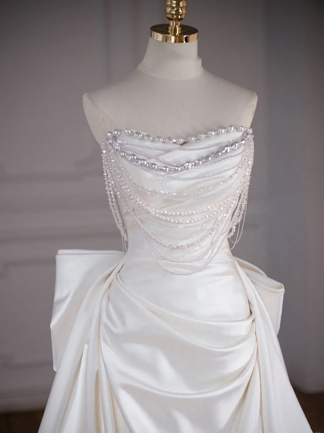 Vestido de novia clásico, corte en forma de corazón, satén, largo, blanco, elegante, DH749