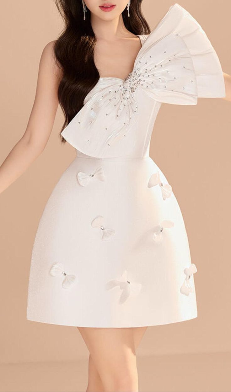 Hermosos vestidos de fiesta de satén blanco de corte A con un solo hombro para octavo grado, vestido de verano para escuela secundaria, atuendos para fiesta de bienvenida DH803