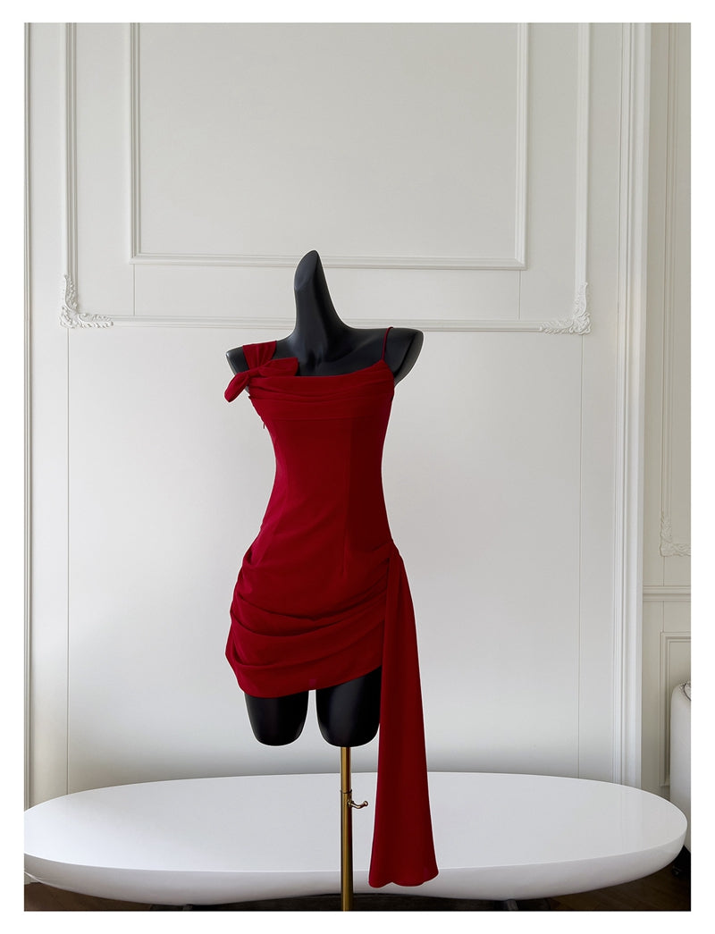 Vestidos cortos elegantes de Hoco, con tirantes finos, rojos, para el regreso a casa de octavo grado, atuendos de verano para la escuela secundaria DH83
