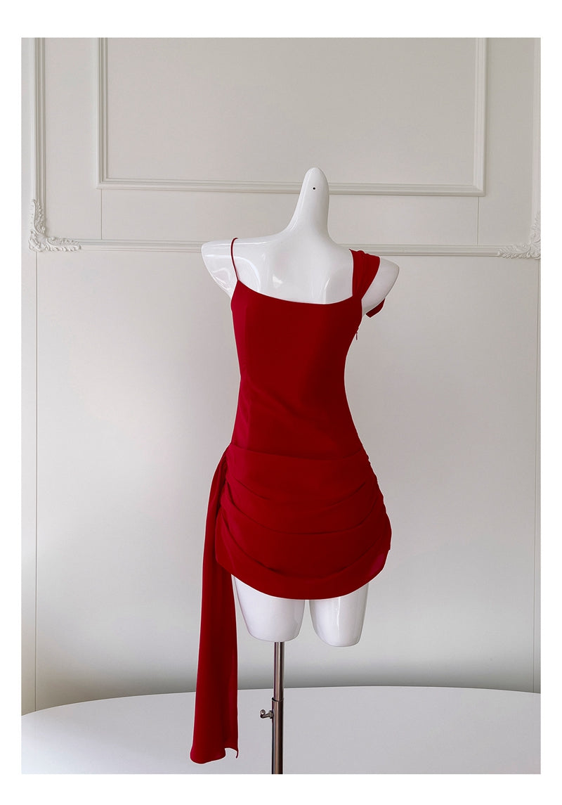 Vestidos cortos elegantes de Hoco, con tirantes finos, rojos, para el regreso a casa de octavo grado, atuendos de verano para la escuela secundaria DH83