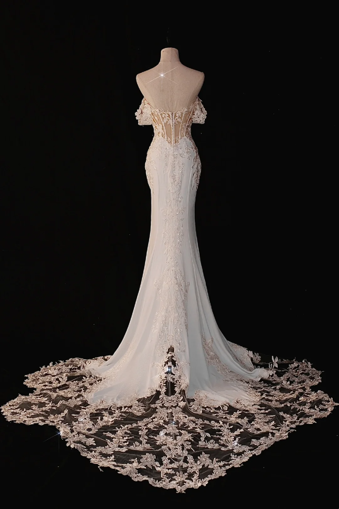 Vestido de novia atemporal de corte sirena con hombros descubiertos, satén, mangas cortas, elegante, DH885