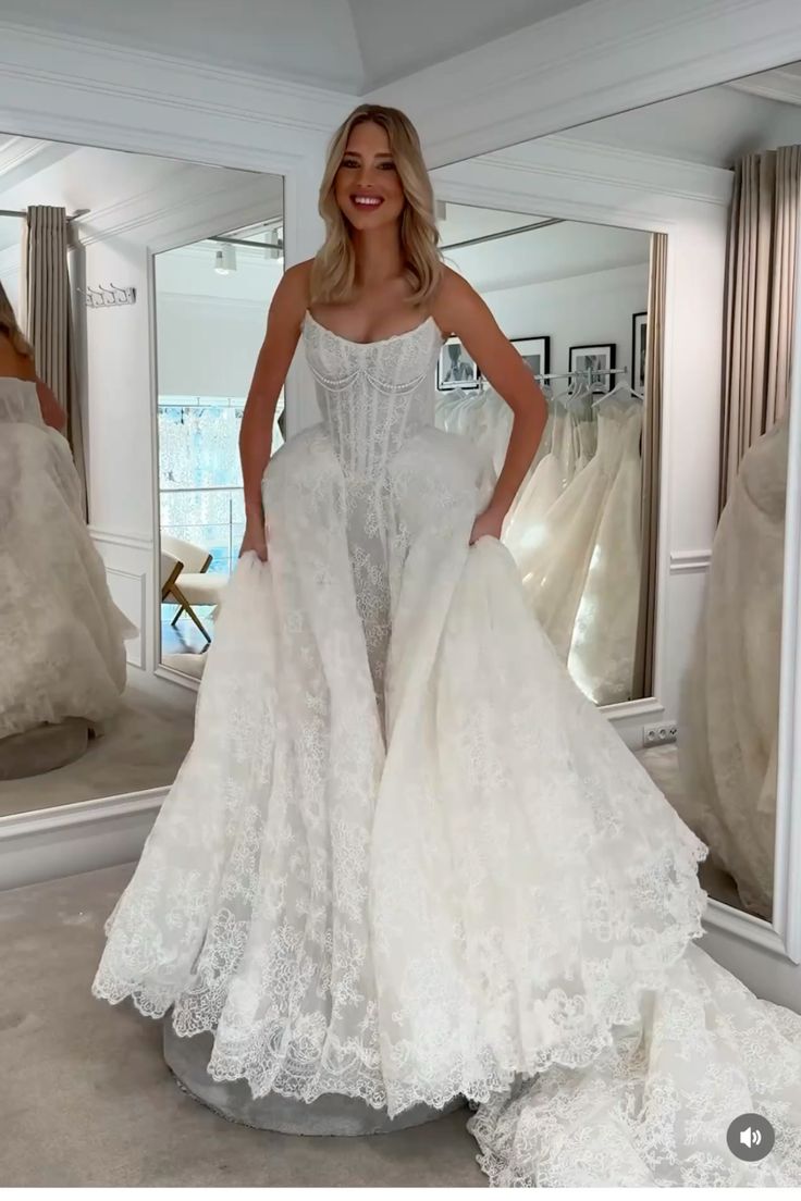 Vestido de novia único de sirena sin tirantes, de encaje, sin mangas, blanco, modesto, DH951