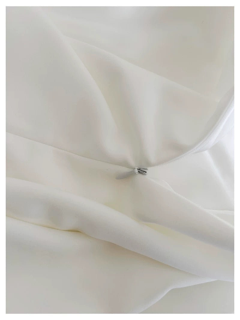 Bonitos vestidos de fiesta de satén blanco, cortos, con escote cuadrado y corte A para octavo grado, para verano, para escuela secundaria, DH97