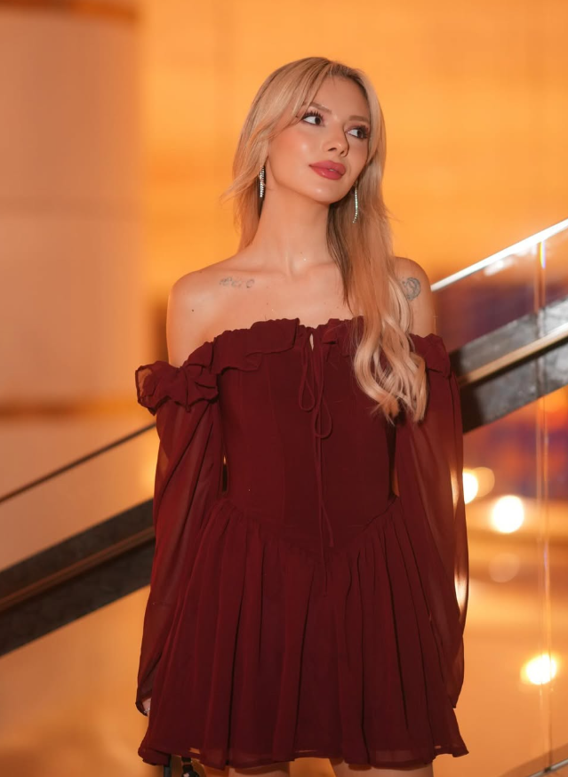 Burgundy A Line Long Sleeve Chiffon Short Homecoming Dress Cocktail Dress SH3591