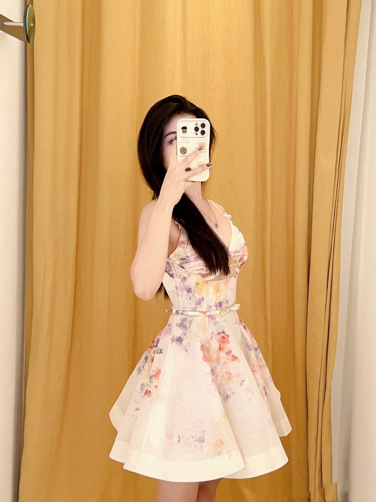 Vestido corto de verano con tirantes finos, sexy, con estampado floral rosa, para cumpleaños, para fiesta de 18 años, DP1051