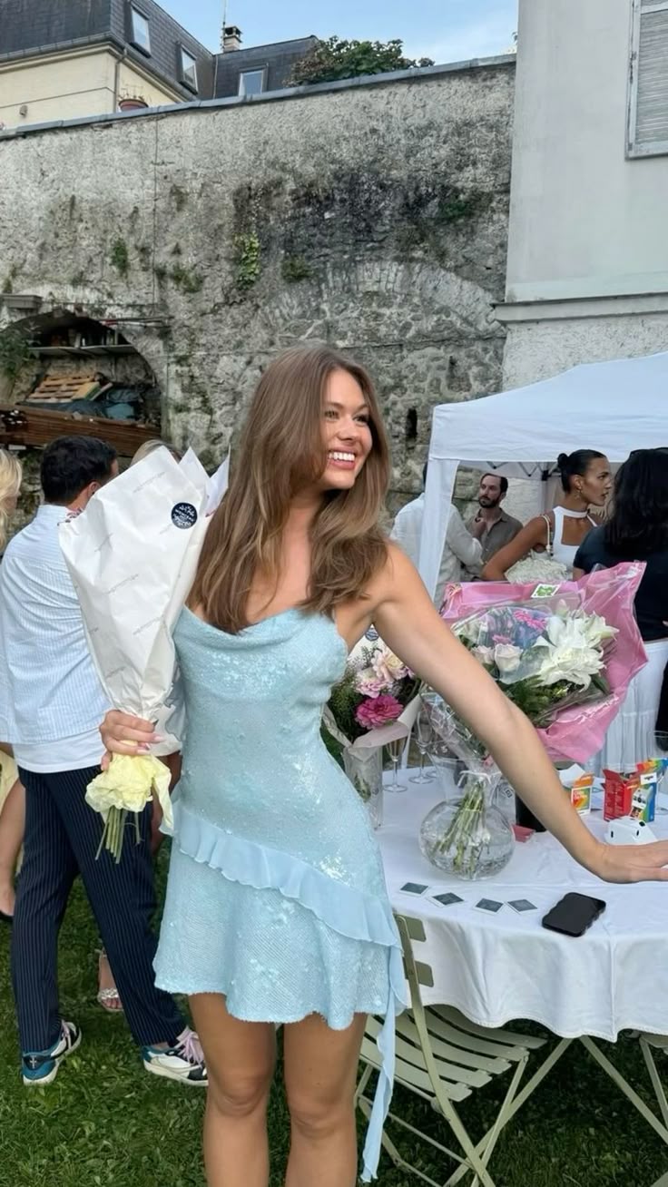 Vestido corto de verano con tirantes finos y lentejuelas azules, vestido de fiesta de cumpleaños, minivestido de fiesta para 18 años, DP1091