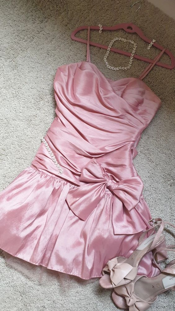 Vestido corto de satén rosa con tirantes finos, sexy, para cumpleaños, para verano, para fiesta de 18 años, DP1170