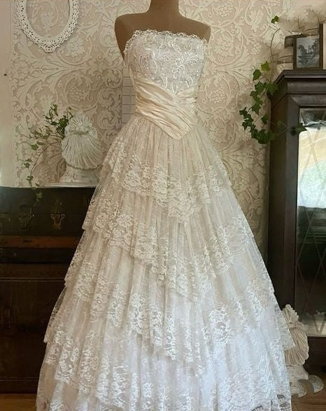shopuniqlos--White Long Elegant Tulle Ball Gown Wedding Dress gh5565