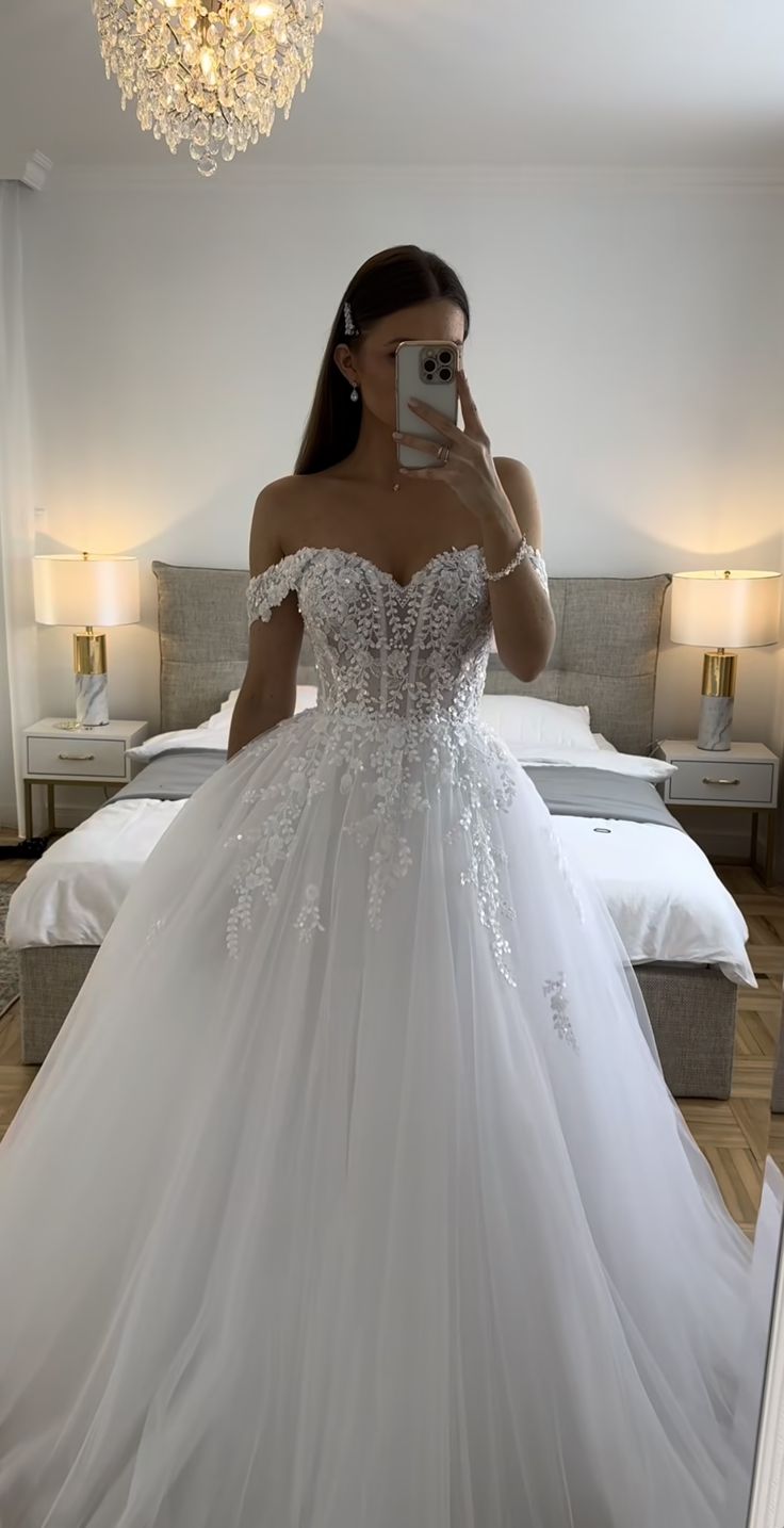 Vestido de novia etéreo, vestido de gala con hombros descubiertos, tul blanco, vestidos de novia DP1316
