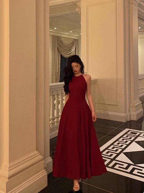 Elegante vestido rojo de corte A sin mangas para cumpleaños número 23, ideas para vestidos de cumpleaños para mujeres (DP1420)