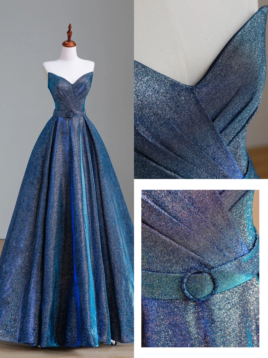 Elegante vestido de fiesta glamuroso con escote corazón y lentejuelas azules para 21 cumpleaños, vestido de noche, atuendos de cumpleaños, vestido de noche para mujer DP1556