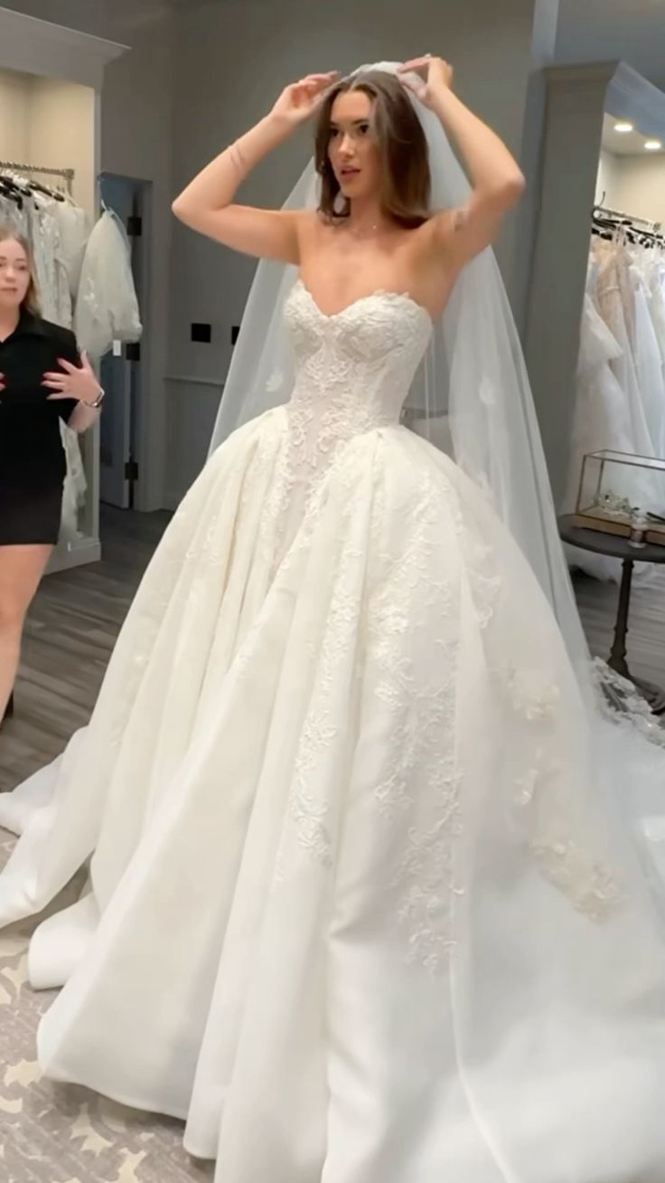 Vestido de novia clásico, vestido de fiesta, escote corazón, encaje, blanco, vestidos de novia minimalistas DP1590