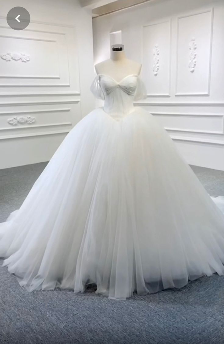 Vestido de novia etéreo, vestido de gala con hombros descubiertos, tul blanco, vestidos de novia DP1677
