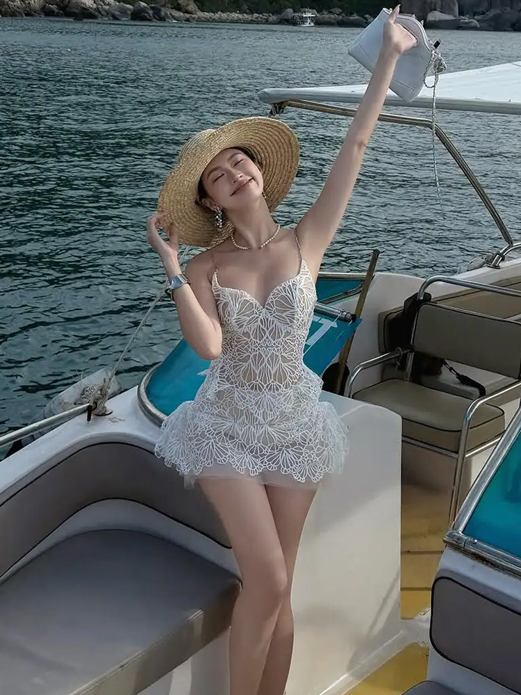 Vestido corto de encaje con tirantes finos y corte en A para cumpleaños de verano, vestido Hoco, atuendo para fiesta de cumpleaños número 23, DP1709