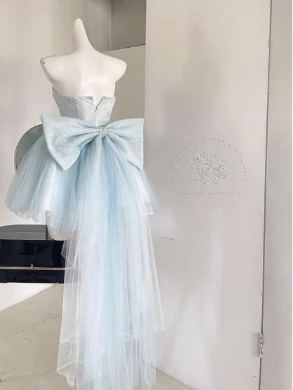 Hermoso vestido de fiesta corto con escote en forma de corazón y encaje azul para el regreso a casa, vestido de verano para adolescentes mayores DP1793