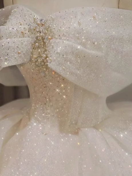 Vestido de novia de ensueño, vestido de fiesta con hombros descubiertos y lentejuelas, DP1802