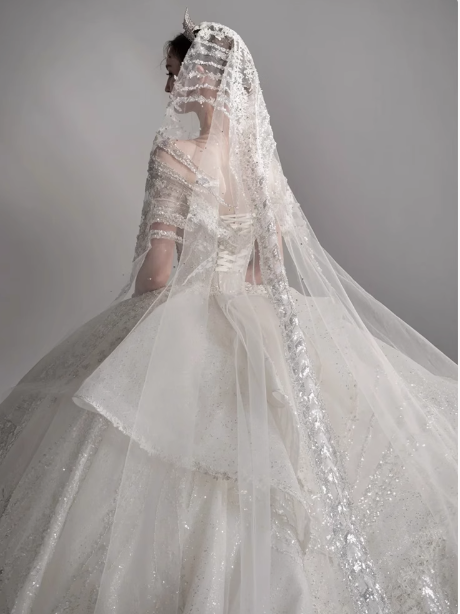 Vestido de novia de ensueño, vestido de fiesta con hombros descubiertos y lentejuelas, DP1805