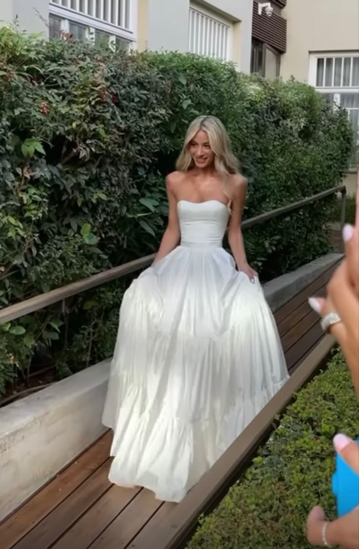 Vestido de novia sencillo, largo, sin tirantes, de satén blanco, DP1829