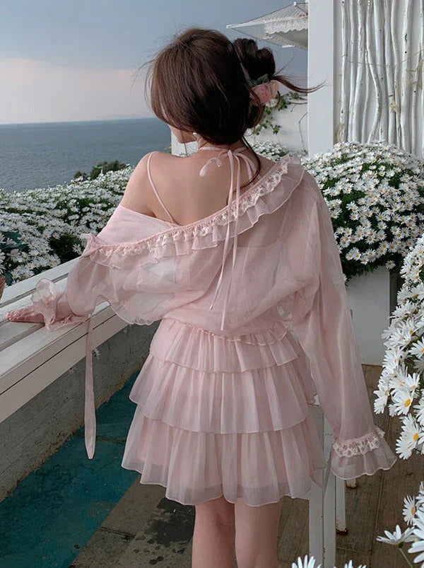 Vestido corto de verano de gasa rosa con corte en A para fiesta de bienvenida, minivestido para cumpleaños número 18, vestido de cóctel DP1862